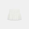 Jupe courte en coton bio blanche à volant, taille haute, plissée et légère, modèle femme