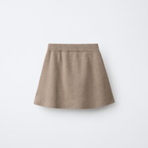 Jupe fille en lin naturel beige vue de dos, taille enfant, coupe évasée simple et fluide