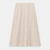 Jupe lin naturelle midi écru avec plis et surpiqûres, vue dos, produit eco-responsable