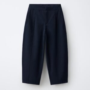 Pantalon fille en coton bio noir uni, taille enfant, coupe droite simple et confortable