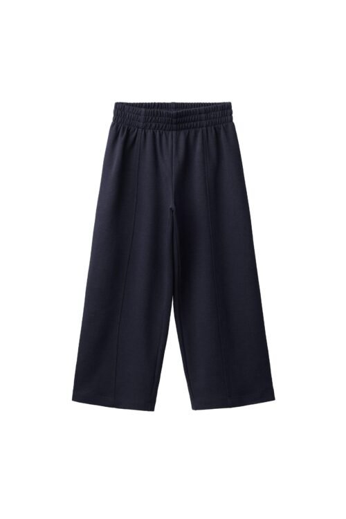 Pantalon garçon en coton bio noir taille enfant avec taille élastiquée, coupe droite et plis centraux