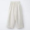 Pantalon fille en lin beige naturel taille enfant ceinture élastique et cordon, coupe droite estivale