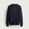 Pull crew neck en coton bio bleu marine vu de dos, maille fine et col rond