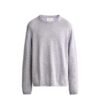 Pull col rond en laine mérinos gris clair pour homme, texture fine et manches longues