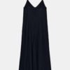 Robe midi en coton bio bleu marine à fines bretelles, vue dos, sans mannequin
