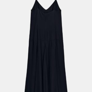 Robe midi en coton bio bleu marine à fines bretelles, vue dos, sans mannequin