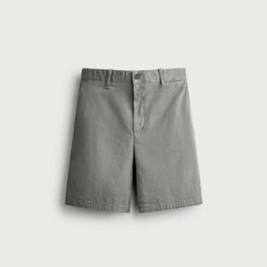 Short chino en coton bio gris pour homme, taille mi-haute, vue face produit sur fond clair