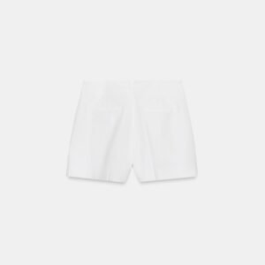 Short coton bio blanc vue dos, short femme blanc uni en coton biologique, poche arrière invisible