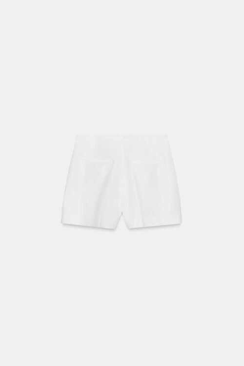 Short coton bio blanc vue dos, short femme blanc uni en coton biologique, poche arrière invisible