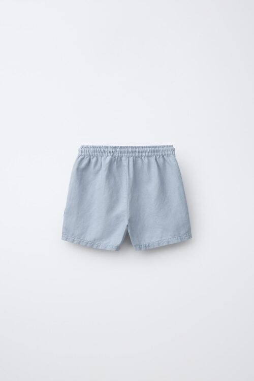 Short garçon en laine gris clair dos, taille élastique, basique confortable pour enfant