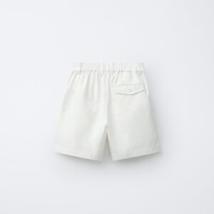 Short lin naturel fille dos, coloris naturel clair, taille enfant, poche arrière boutonnée