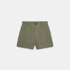 Short chino femme en coton bio kaki à taille élastiquée et revers, vue face, produit seul