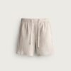 Short en lin naturel écru pour homme, taille élastique et cordon, finition légère et respirante