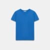 T Shirt Coton Bio Bleu Électrique Face T-shirt coton bio bleu électrique uni pour femme, face, coupe classique, col rond, manches courtes