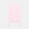 T-shirt en laine mérino rose poudré manches longues dos, coupe ajustée femme, textile naturel
