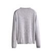 Pull en laine mérinos gris uni vue dos, col rond côtelé et manches longues